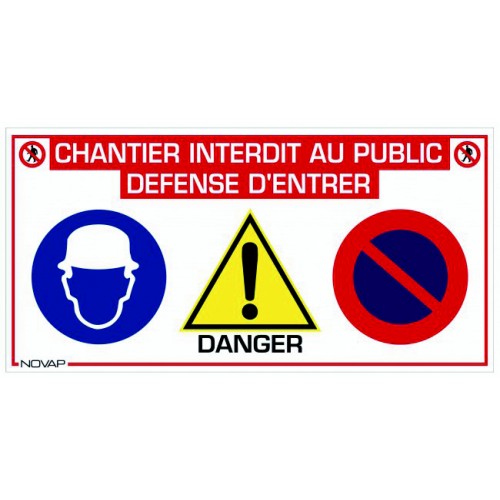 Panneau de chantier multi-information - 800x400mm