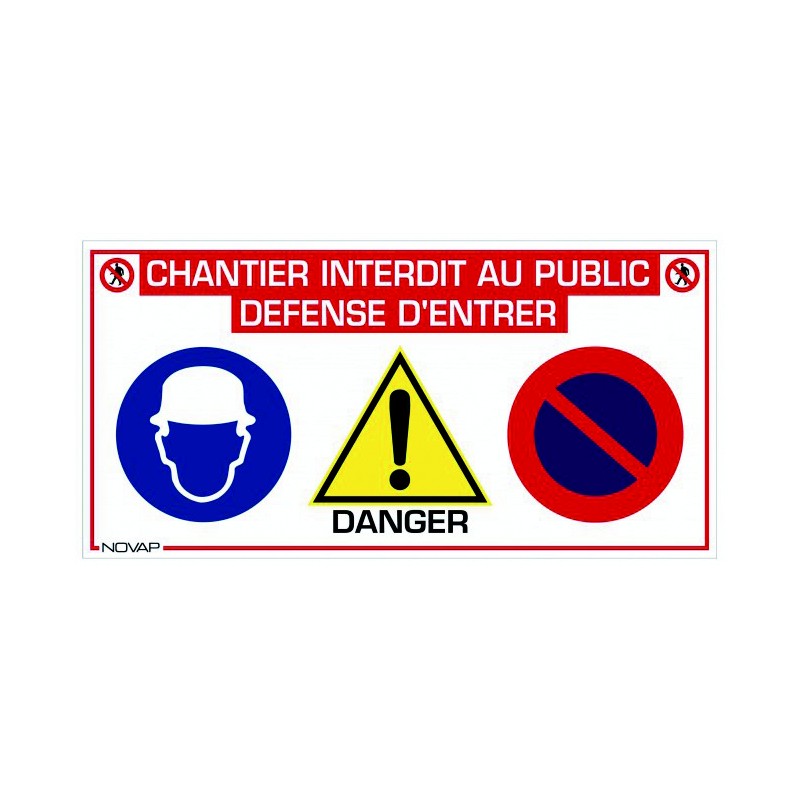 Panneau de chantier multi-information - 800x400mm