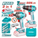 KIT 2 OUTILS PERCEUSE+VISSEUSE 20V